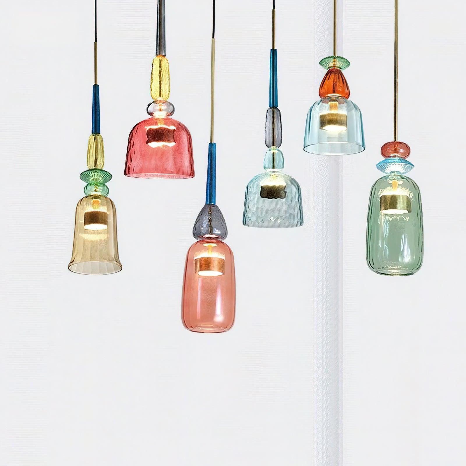 Iron Glass Chandelier Light - Colorful Candy Hand Blown Mixed Color